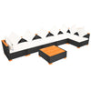 7 Piece Garden Lounge Set with Cushions Poly Rattan Black