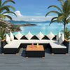 alt="7 Piece Garden Lounge Set with Cushions Poly Rattan Black"