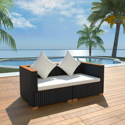 alt="Garden Sofa Poly Rattan Black"