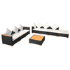 8 Piece Garden Lounge Set with Cushions Poly Rattan Black