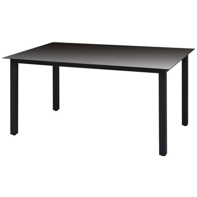 alt="Garden Table Black 150x90x74 cm Aluminium and Glass"