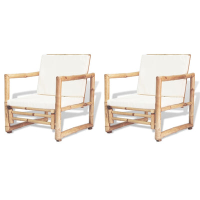 alt="Garden Chairs 2 pcs with Cushions and Pillows Bamboo"