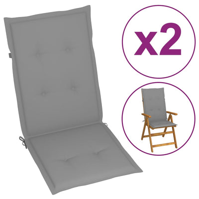 alt="Garden Chair Cushions 2 pcs Grey 120x50x3 cm"