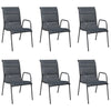 alt="Stackable Garden Chairs 6 pcs Steel and Textilene Black"
