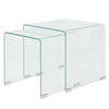 alt="Two Piece Nesting Table Set Tempered Glass Clear"