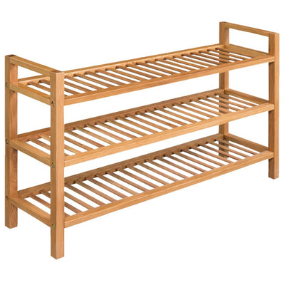 alt="Shoe Rack with 3 Shelves 100x27x60 cm Solid Oak Wood"