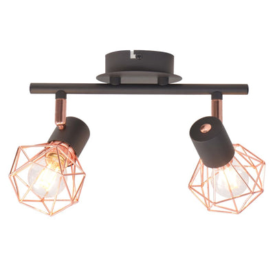 alt="Ceiling Lamp with 2 Spotlights E14 Black and Copper"
