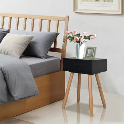 alt="Bedside Tables 2 pcs Solid Pinewood 40x30x61 cm Black"