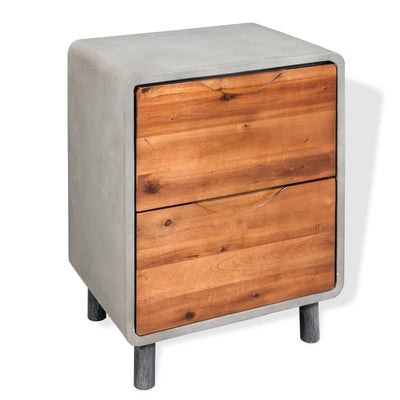 alt="Nightstand Concrete Solid Acacia Wood 40x30x50 cm"