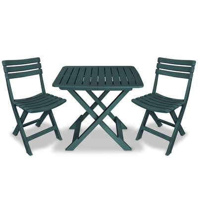 alt="3 Piece Folding Bistro Set Plastic Green"