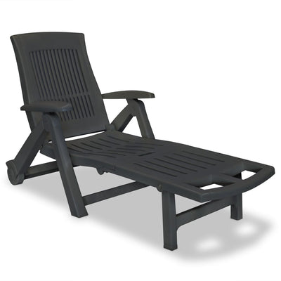alt="Sun Lounger with Footrest Plastic Anthracite"