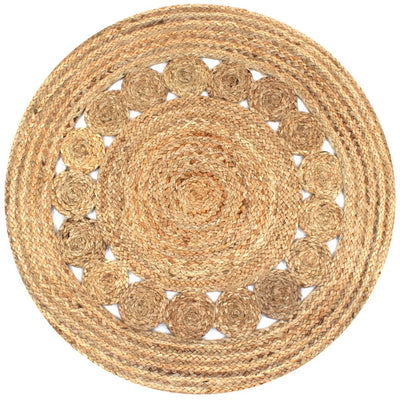 alt="Area Rug Braided Design Jute 90 cm Round"