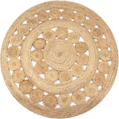 alt="Area Rug Braided Design Jute 120 cm Round"