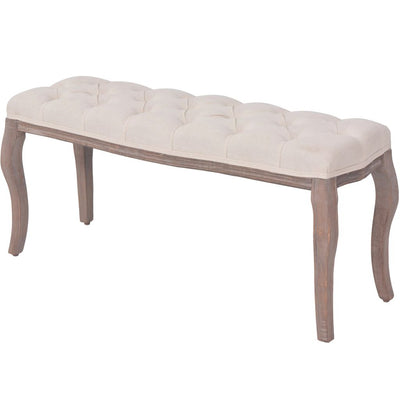 alt="Bench Linen Solid Wood 110x38x48 cm Cream White"