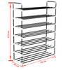 Shoe Rack with 7 Shelves Metal and Plastic Black