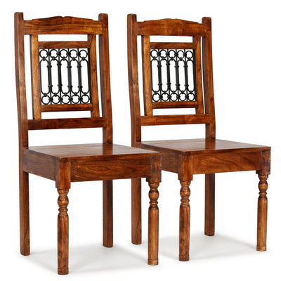 alt="Dining Chairs 2 pcs Solid Wood with Sheesham Finish Classic"