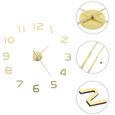 alt="3D Wall Clock Modern Design 100 cm XXL Gold"
