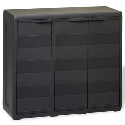alt="Garden Storage Cabinet with 2 Shelves Black"