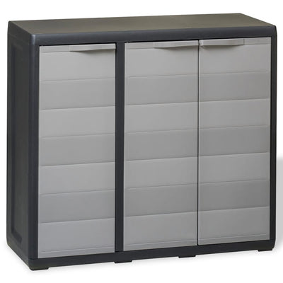 alt="Garden Storage Cabinet with 2 Shelves Black and Grey"