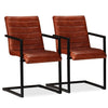 alt="Dining Chairs 2 pcs Brown Real Leather"
