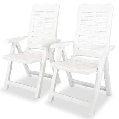 alt="Reclining Garden Chairs 2 pcs Plastic White"