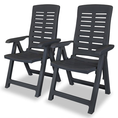 alt="Reclining Garden Chairs 2 pcs Plastic Anthracite"