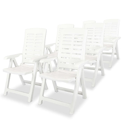 alt="Reclining Garden Chairs 6 pcs Plastic White""