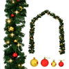 alt="Christmas Garland Decorated with Baubles and LED Lights 20 m""