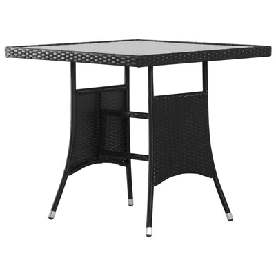 alt="Garden Table Black 80x80x74 cm Poly Rattan"