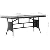 Garden Table Black 170x80x74 cm Poly Rattan