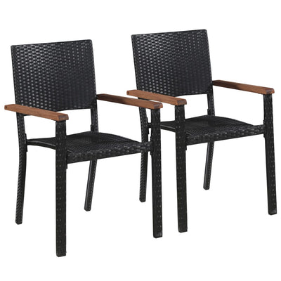 alt="Outdoor Chairs 2 pcs Poly Rattan Black"