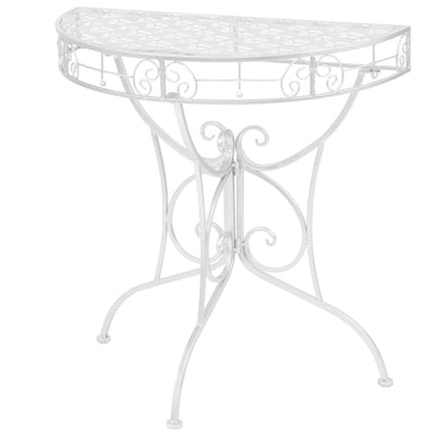 alt="Side Table Vintage Style Half Round Metal 72x36x74 cm Silver"