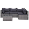 alt="5 Piece Garden Sofa Set with Cushions & Pillows Poly Rattan Grey"