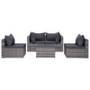 5 Piece Garden Sofa Set with Cushions & Pillows Poly Rattan Grey