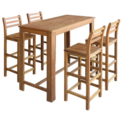 alt="Bar Table and Chair Set 5 Pieces Solid Acacia Wood"
