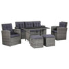 alt="6 Piece Garden Lounge Set with Cushions Poly Rattan Grey"