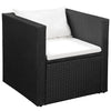 4 Piece Garden Lounge Set Poly Rattan Black and White
