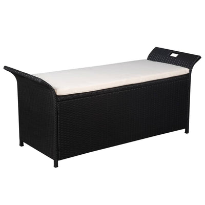alt="Storage Bench with Cushion 138 cm Poly Rattan Black"