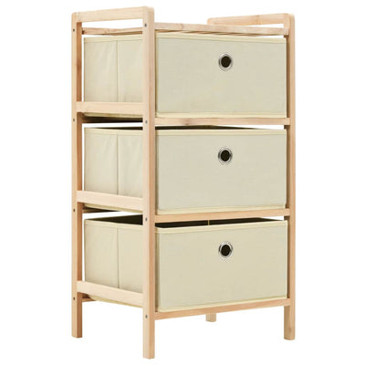 alt="Storage Rack with 3 Fabric Baskets Cedar Wood Beige"