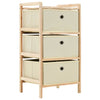 alt="Storage Rack with 3 Fabric Baskets Cedar Wood Beige"
