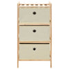Storage Rack with 3 Fabric Baskets Cedar Wood Beige