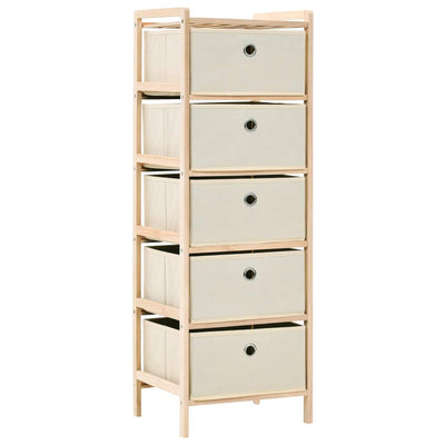 alt="Storage Rack with 5 Fabric Baskets Cedar Wood Beige"