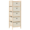 alt="Storage Rack with 5 Fabric Baskets Cedar Wood Beige"