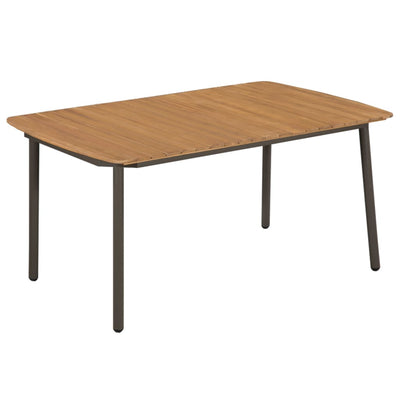 alt="Garden Table 150x90x72cm Solid Acacia Wood and Steel"