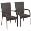alt="Stackable Outdoor Chairs 2 pcs Poly Rattan Brown"