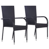 alt="Stackable Outdoor Chairs 2 pcs Poly Rattan Black"