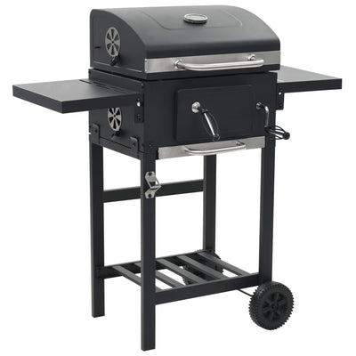alt="Charcoal-Fueled BBQ Grill with Bottom Shelf Black"