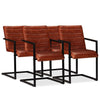 alt="Dining Chairs 4 pcs Brown Real Leather"