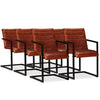 alt="Dining Chairs 6 pcs Brown Real Leather"