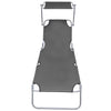 Folding Sun Lounger with Canopy Steel Grey